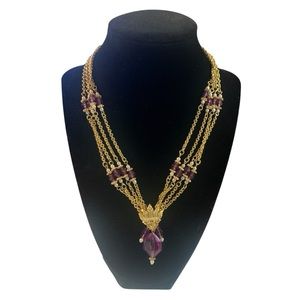 Avon Violet Passion multi strand  Goldtone/Purple Necklace NIB